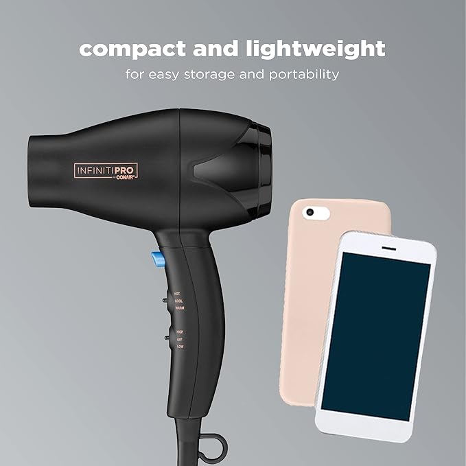 INFINITIPRO by CONAIR Travel Hair Dryer Mighty Mini Compact Lightweight Professional AC Motor Hair Dryer| (Pack of 4)