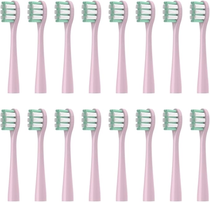 16pcs Replacement Toothbrush HeadsCompatible for ShowSee D1/D2/D3 Soft Bristles Cleaning Brush Head(16pcs Pink)
