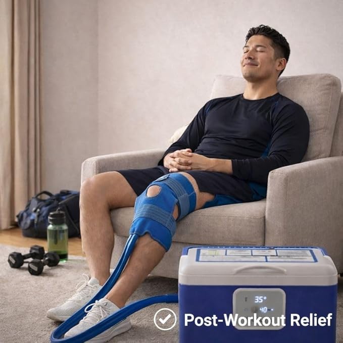 [CBL] Programmable Cold Therapy Machine 13-Quart Ice Water Circulation System with Quiet Pump Timer &amp Flow Control Knee Wrap Included Post-Surgery Pain Relief &amp Sports Injury Recovery
