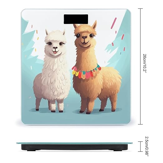Llama Alpaca Scale for Body Weight High Precision Digital Weight Scales with LCD Display Anti-Slip Sturdy Slim Tempered Glass Bathroom Scale for Home Use