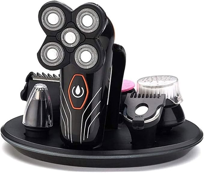 Head Shavers for Bald MenElectric Shavers for Men Cordless Rechargeable Wet Dry5-in-1 Waterproof Electric Razor Rotary Shaver Grooming Kit with Hair Clippers Beard Trimmer Nose Hair Trimmer