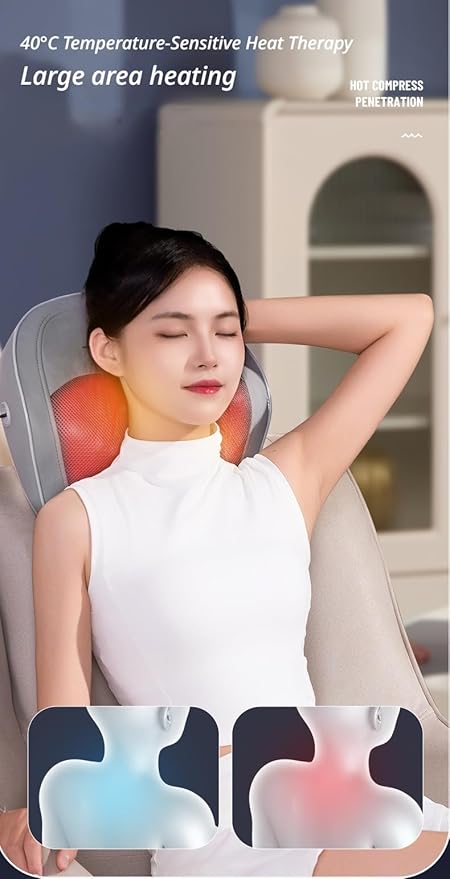 Back Massager for Pain Relief Shiatsu Neck and Back Massager with Heat for BackShoulders Multifunctional Massage PillowGift for Mom and Dad
