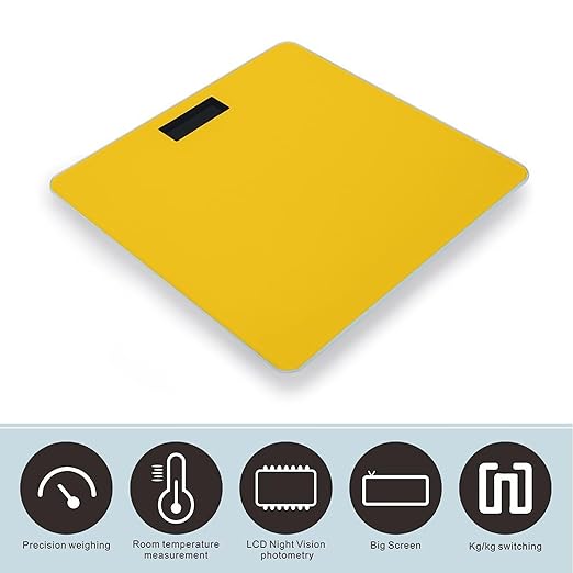 Milk Duck YellowScale for Body Weight with LCD High Precision Weighing Scales Fashion Sturdy Tempered Glass Weight Scales Easy-to-Read Digital Bathroom Scale for Daily 400lb