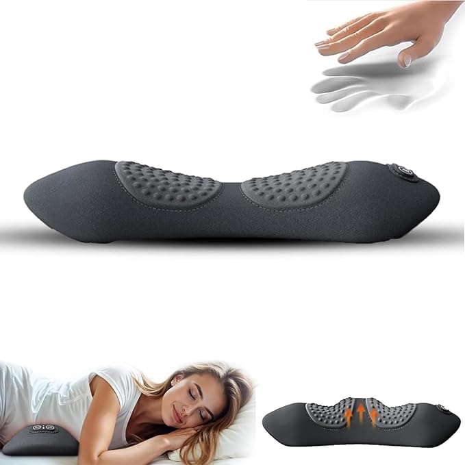 Smooth Triple Fusion Back Massager with Heat 3-In-1 Traction &amp Vibration for Sciatica &amp Lower Back Pain Relief Ergonomic Lumbar Support(Gray)