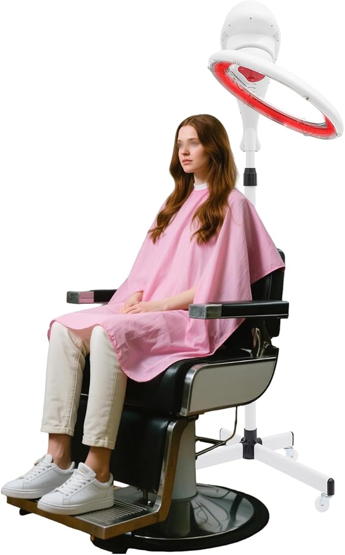 Professional Salon Orbiting Infrared Ring Hair Dryer Color Processor Accelerator Adjustable Height Stand Hair Dryer w/Rolling Base