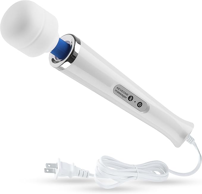 Wired Powerful Handheld Wand Massager Strong Personal Vibration Massage for Sports Recovery Back Muscle Aches Whole Body Pain (White)