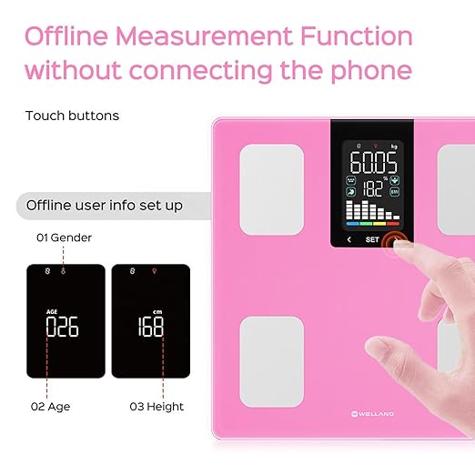 FITDAYS Smart Body Fat Scale Bluetooth Composition Analyzer 400lbs (Pink 11/280mm)