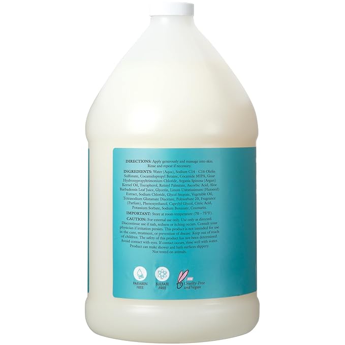 Ginger Lily Farms Salon Formula 100% Pure Morocco Argan Oil Body Wash for All Skin Types 100% Vegan &amp Cruelty-Free 1 Gallon (128 fl oz) Refill