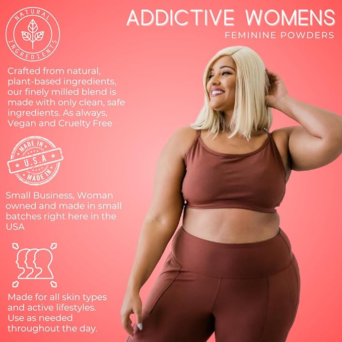 Addictive Womens Feminine Powder | Absorb Sweat | Fight Friction and Chaffing | Prevents Odor | Made from Natural Ingredients | Made in the USA (Fragrance Free)