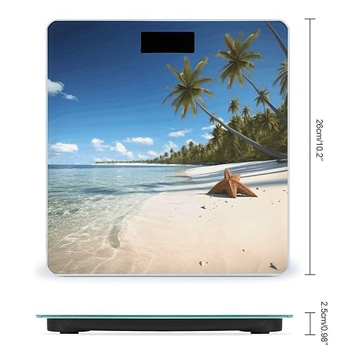 Coconut Palm Beach Scale for Body Weight Anti-Slip Sturdy Tempered Glass Weighing Machine Highly Digital Accurate Bright LCD Bathroom Scale for Household Gift