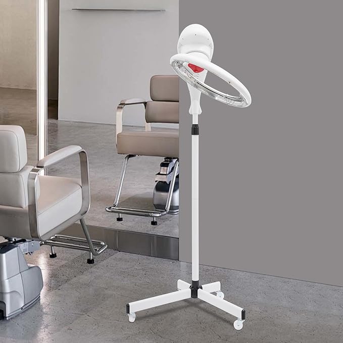 Professional Salon Orbiting Infrared Ring Hair Dryer Color Processor Accelerator Adjustable Height Stand Hair Dryer w/Rolling Base