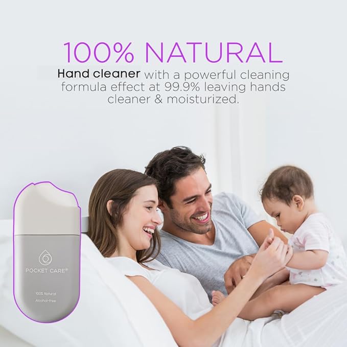 POCKET CARE Hand Moisturizing Cleanser Spray Verbena Aroma – Travel Size 0.50 fl oz (3 Pack) | Gentle Natural Hand Care for Kids &amp Family Skin-Friendly Formula