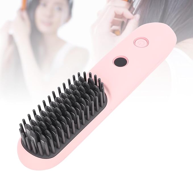 Negative Ionic Hair Straightener Brush Cordless Straightening Comb with 6400mAH Battery and Fast Charging for Dry Thick Curly Coarse Hair