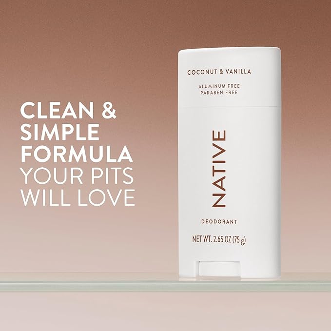 Native Deodorant Contains Naturally Derived Ingredients 72 Hour Odor Control | Deodorant for Women and Men Aluminum Free with Baking Soda Coconut Oil and Shea Butter | Coconut &amp Vanilla - 2.65