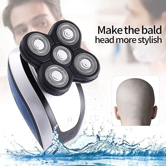 Electric Shaver for Men 5 in 1 Head Shavers for Bald Men Electric Rotary Razor Beard Trimmer Grooming Kit Waterproof Easy to Operate and Store