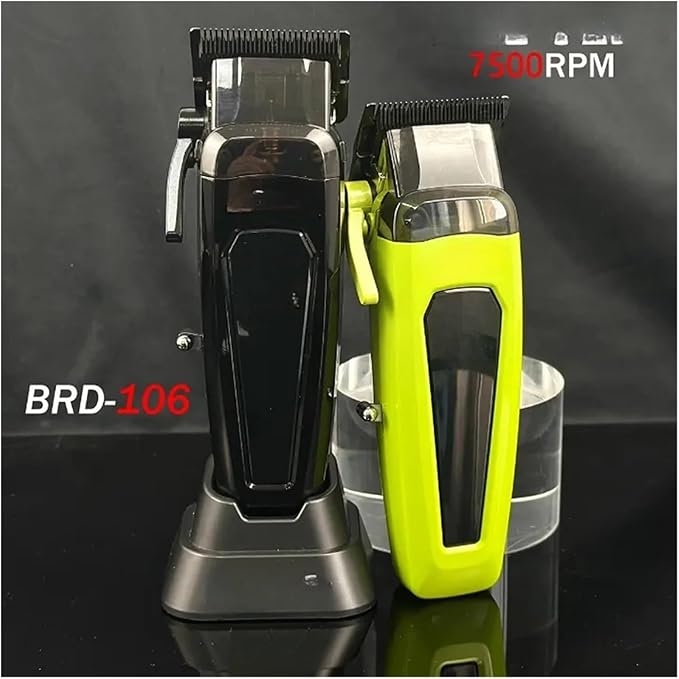 Compatible With BRDCLIP BRD-106 Professional Men's Hair Clipper 7500RPM DLC Blade Hair Trimmer with Base Charger Heavy-Duty Hair Cutting Machine(Black blade set)