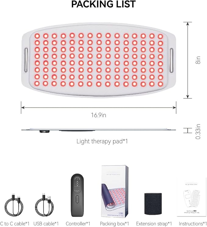 Red Light Therapy Belt for Weight Loss Infrared Body Wrap Pad with 360 LEDs Fat Burner Waist Stomach Belly Back Pain Relief Portable Rechargeable Lipo Wrap with 3000mAh BatteryGray