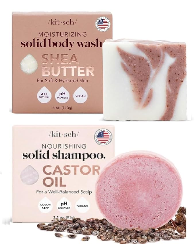 Kitsch Shea Butter Body Wash Bar &amp Castor Oil Shampoo Bar