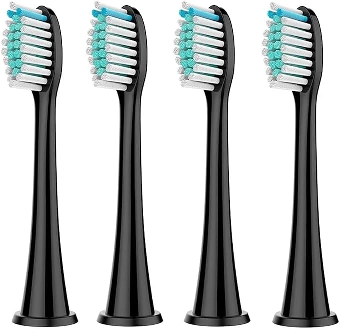 Replacement Toothbrush Heads Compatible for Phili Sonic Care Electric Handles(4pcs Black)