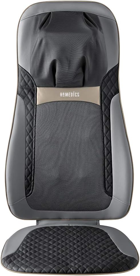 HoMedics Back Massager with Heat Shiatsu Elite II Heated Neck and Back Massage Cushion. 3 Different Massage Styles and 3 Massage Zones. Comes with Controller and Chair Straps