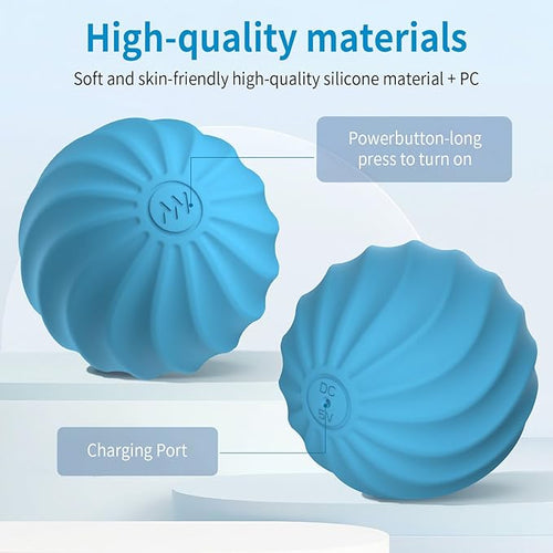 2.5 Mini Massage Ball 10 Speeds Vibrating Massage Roller Ball for Palm Hand Foot Leg Neck Back Trigger Point Muscle Therapy Ball for Myofascial Release Plantar Fasciitis Relief (Blue)