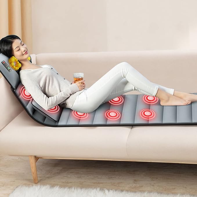 Full Body Vibrating Massage Mat Back Massager -Deep Tissue Kneading Massage Chair Pad for Full BackChair Massager for Home or Office Heating Pad