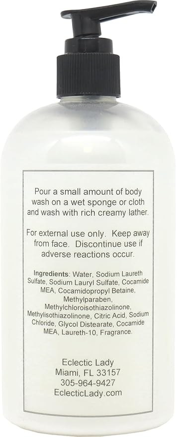 Eclectic Lady Liquid Pearl Body Wash - Whipped Cream Scent 3-in-1 Use For Bubble Bath Hand Soap &amp Body Wash Phthalate-Free Whipped Cream Fragrance Handcrafted in USA (16 oz)