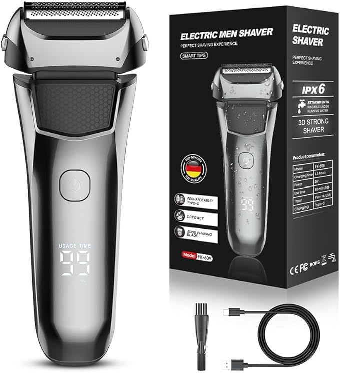 Electric Foil Shaver for Men IPX6 Waterproof 3D Electric Razor with LED Display &amp Pop-Up Trimmer USB-C Rechargeable Lightweight Handheld ShaverGift for Men