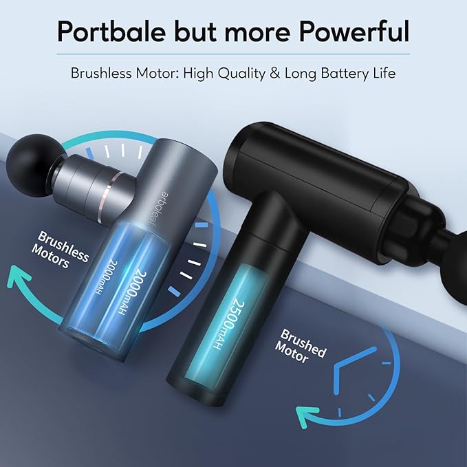 arboleaf Massage Gun Deep Tissue Balance of Power &amp Portability Full-Metal Percussion Massager with Silent Brushless Motor - Ultra-Quiet Pocket-Sized for Athletes Back Pain Relief Home Office Tra