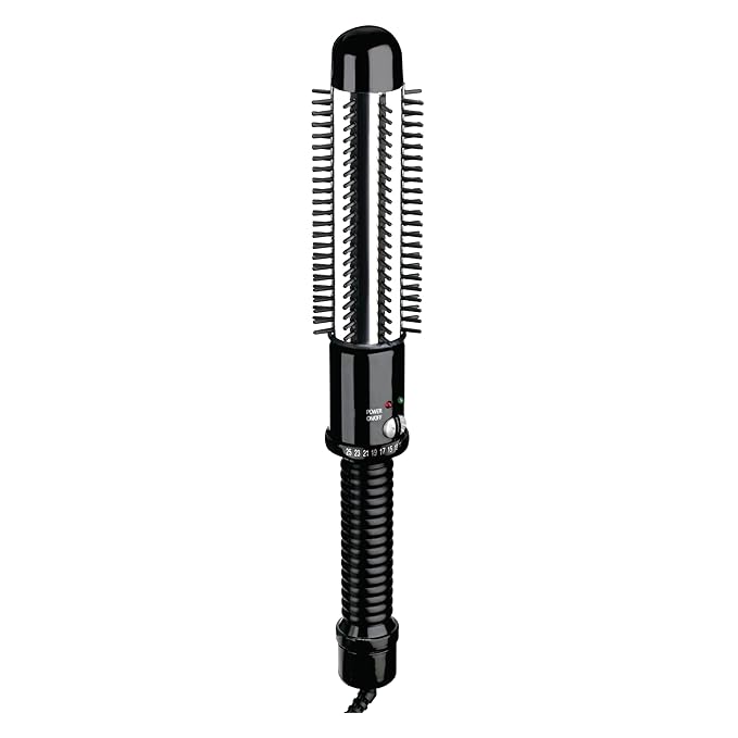 Conair Instant Heat Curling Iron Brush 1 1/4-Inch Barrel Curling Brush for Short Hair 30-Second Heat-Up with 25 Heat Settings for All Hair Types Black
