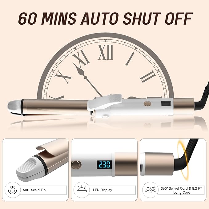 Curling Iron 2 in 1-Straightening &amp Curler 1 Inch Dual Voltage Travel Hair Straightener with Negative Ions Fast Heating (Gold)
