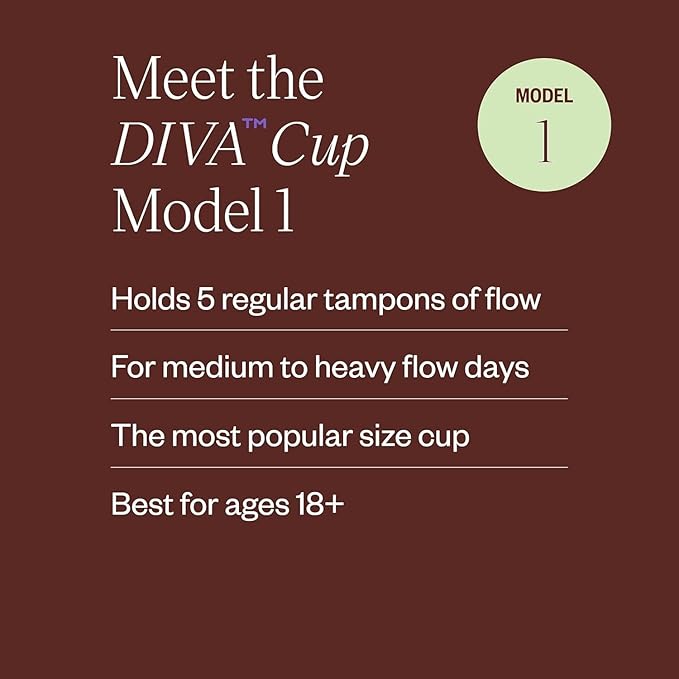 DIVA Cup Model 1 &amp Pouch - Medical Grade Silicone Cup for Period Care - Reusable Menstrual Cup - Up to 12 Hours of Wear - Model 1 (for Medium to Heavy Flow) Plus Retro DivaPouch