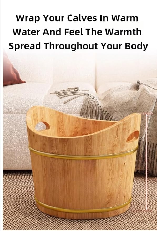Solid Wood Foot Tub Wood Foot Wash Basin Solid Wood Handmade Soaking Basin Wood Spa Bucket for Massage Foot Bath Barrel Pedicure Soaking Feet Spa