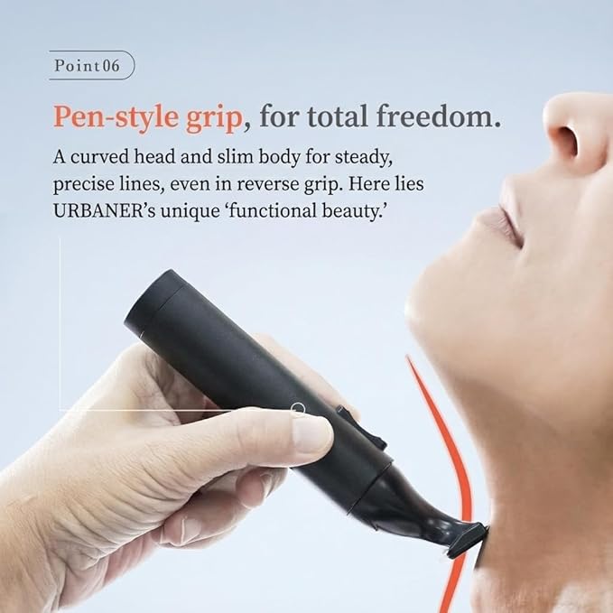 URBANER Precision Mustache Trimmer USB Rechargeable Detail Grooming Tool with Japanese Steel Blade IPX8 Waterproof Lightweight Trimmer