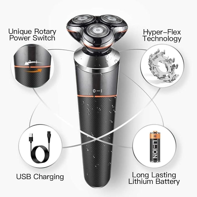 Electric Razor for Men 3 In 1 Wet Dry Electric Shaver For Men Facial Body Beard Hair Trimmer Nose Ear Rechargeable Electric Razor Beard Shaving Machine