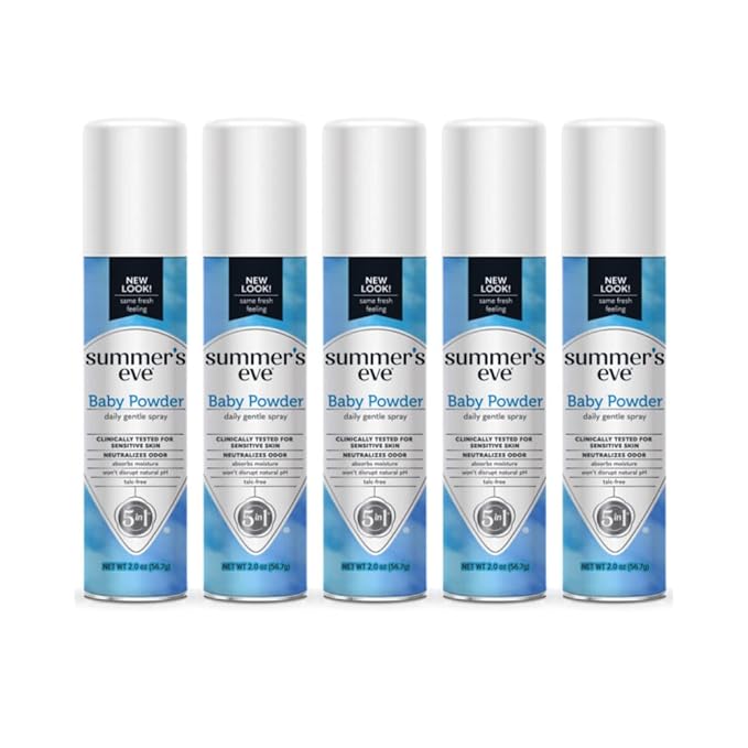 Summer's Eve Baby Powder Freshening Deodorant Spray 2 Oz. (Pack of 5)