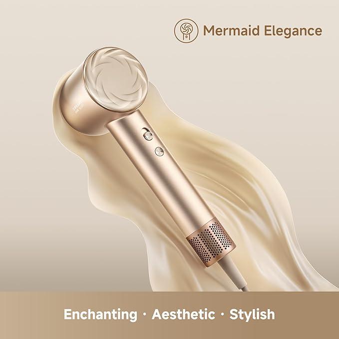 Dreame Glory Mix High-Speed Hair Dryer Dual Voltage 3 Magnetic Nozzles Perfume Infusion Customized Fragrant Drying NTC Control 300M Negative lons 110000RPM Motor 336g Lightweight Gold