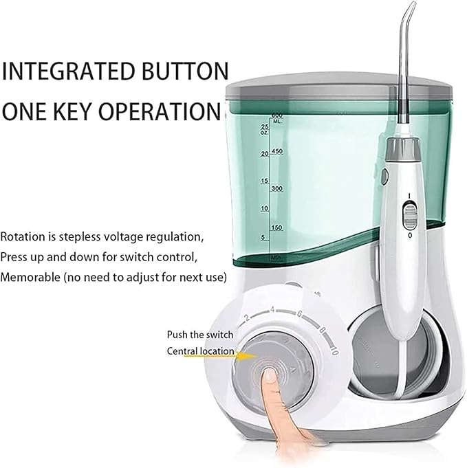 Portable Water Flossing Oral Irrigator Smart Timing Oral Dental Irrigator Electric Teeth Cleaner with 360° Rotating Nozzle &amp 6 Jet Tips for Home Travel