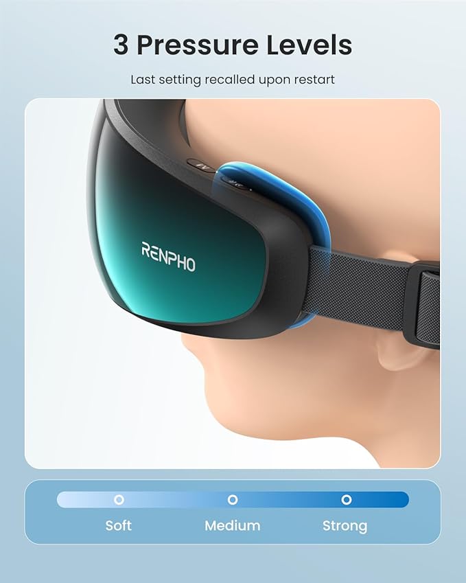 RENPHO Eye Massager with Mist &amp Temple Massage Birthday Gifts for Women Men Mom HerFSA Eligible HSA Temple Massager for MigrainesHead Circumferences 21.7in to 27.5in Eyeris Caligo