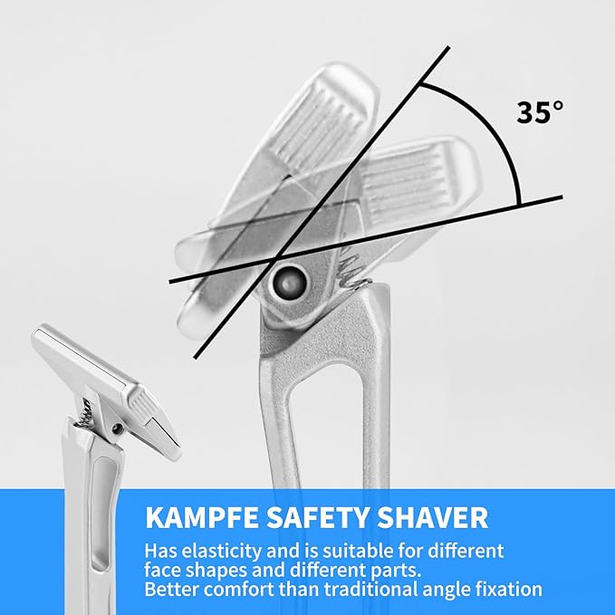 KAMPFE Safety Razor Made of 6061 Aluminum Alloy Material GEM Single Sided Safetyshaver Shaver Handle for Men with Suction Cup Holder and Safety Razor Blades
