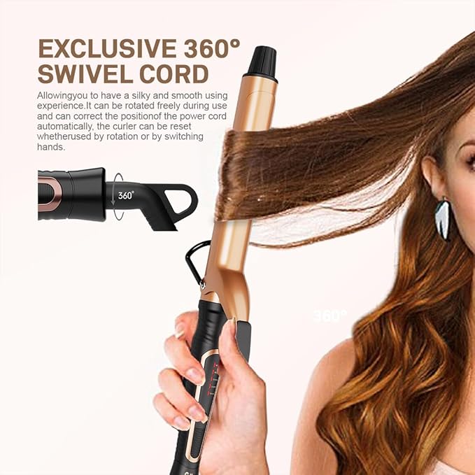 Caliber Professional Inno Heat Curling Iron Adjustable Temperature LED Display Rose Gold (1 inch (25mm))