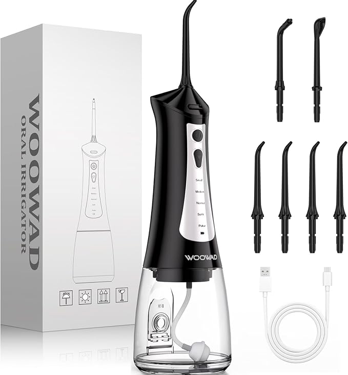 Water Flosser for Teeth 300ML CordlessPortable Water Dental Floss Pick IPX7 Waterproof 5 Modes &amp 6 Jet Tips Noise&lt70db Water Picks for Teeth Cleaning and Flossing Braces GumsOral Care
