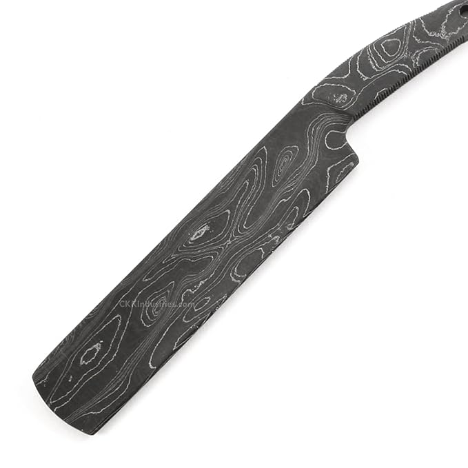 Shave Master USA Damascus Straight Razor Blade Blank - DIY Knife Kit with Stainless Pinstock - Hollow Ground - 416 Layer Carbon Steel - Custom Shaving Build - Made in America for Makers &amp Collecto