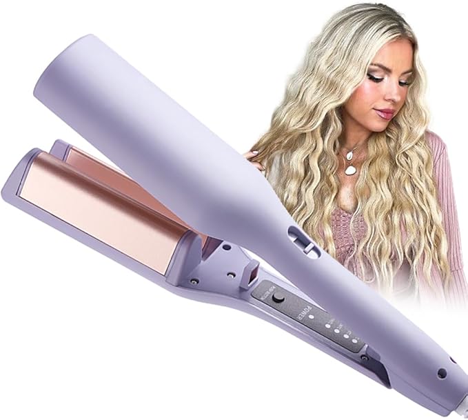 V Shape Curling Iron 32mm Hair Deep Waver Adjustable Temperature Locking Button Hair Curler Ceramic Big Waves Crimper Hair Iron Styling Tool