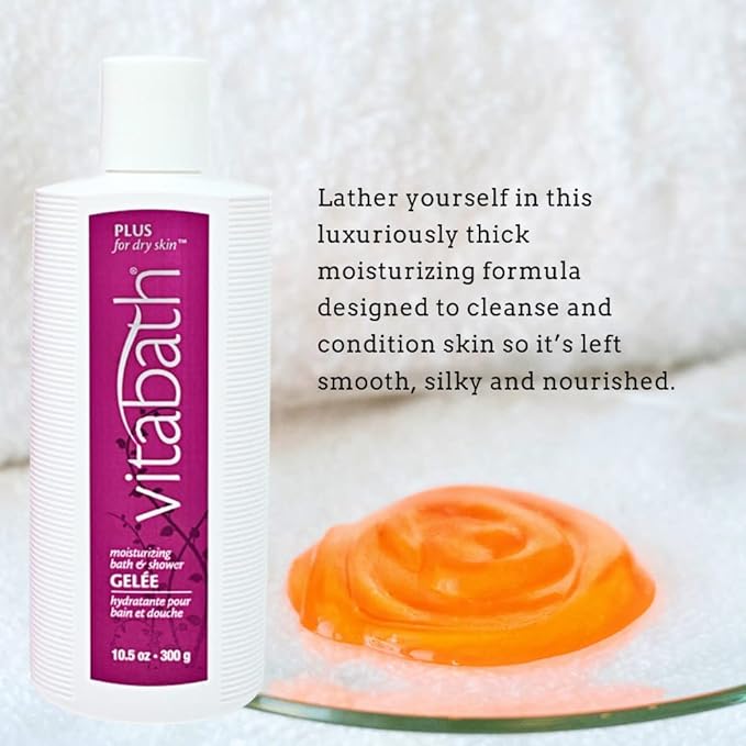Vitabath Plus For Dry Skin Moisturizing Bath &amp Shower Gel Wash Nourishing Replenishing Oils Deeply Hydrate &amp Soothe Dryness - Body Cleanser Skin Restore &amp Foaming Gelee - 10.5 oz
