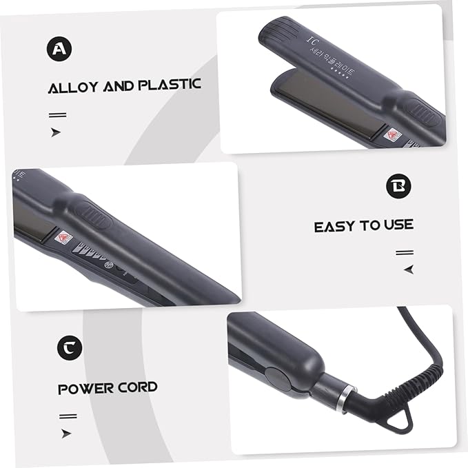 1Pc Dual-Purpose Hair Straightener Curler Rotating Steam Iron for Home Salon Use Stable Temperature Control Material Black