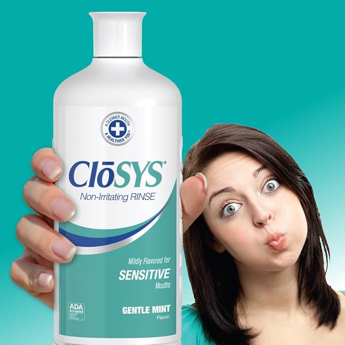 CloSYS Sensitive Mouthwash Pack of 48 Pefect for Dental Offices Gentle Mint Alcohol Free Dye Free pH Balanced Helps Soothe Mouth Sensitivity Fights Bad Breath 3.4oz Mouth Rinse TSA Approved