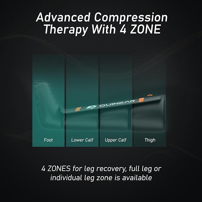 QUINEAR Professional Leg Recovery System Cordless Air Compression Boots with Sequential Compression Leg and Foot Massager Fast Recovery Therapy for Athletes FSA-HSA Eligible (Medium)