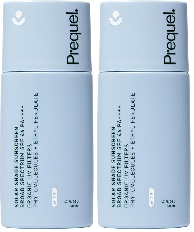 Prequel Skin Solar Shade - Moisturizing Face Sunscreen SPF 46 PA++++ Broad Spectrum UV Protection. Hydrating Sunblock for Dry Skin. Lightweight Travel Size Sun Protection 1.7oz (Pack of 2)