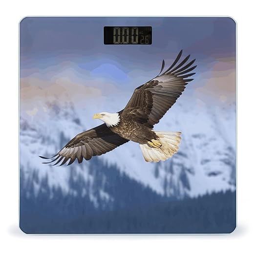 Bald Eagle Flying Scale for Body Weight High Precision Digital Weight Scales with LCD Display Anti-Slip Sturdy Slim Tempered Glass Bathroom Scale for Home Use